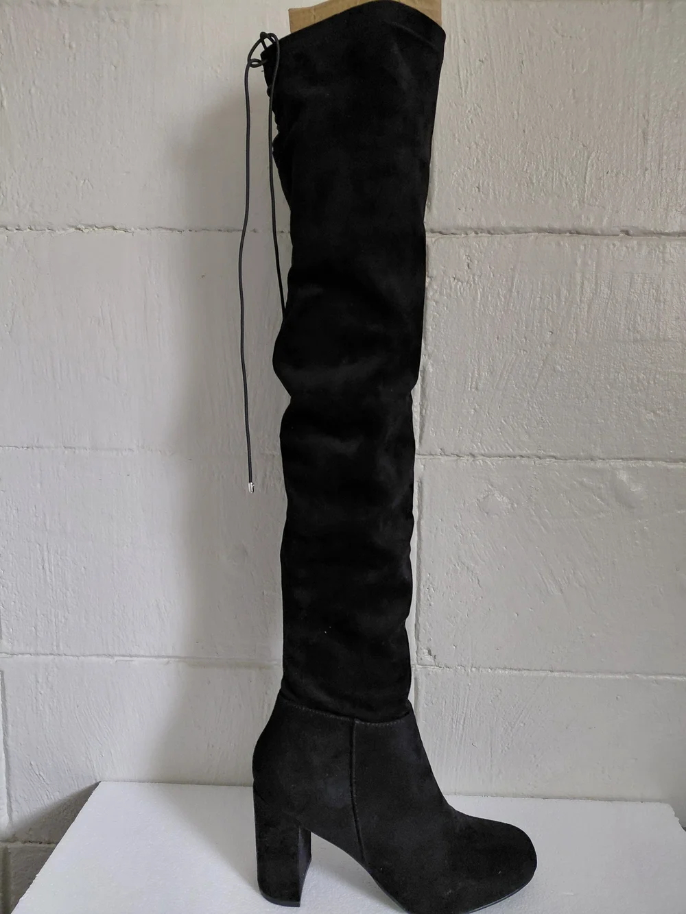 Women's Black Over-the-Knee Block Heel Boots